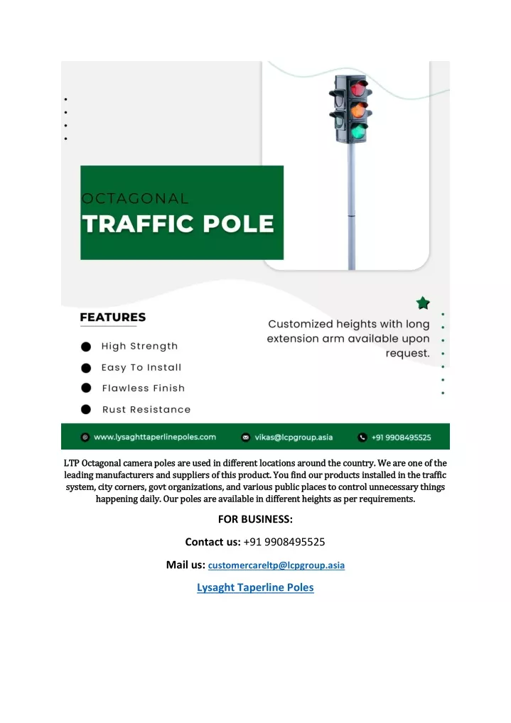 ltp octagonal camera poles are used in different