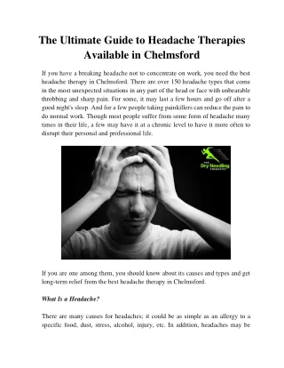 The Ultimate Guide to Headache Therapies Available in Chelmsford