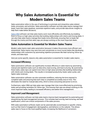 why sales automation is essential for modern