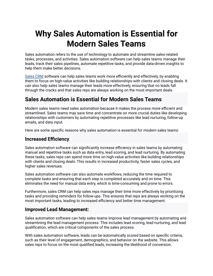 why sales automation is essential for modern