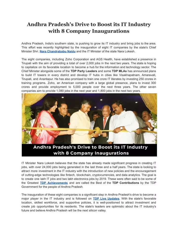 andhra pradesh s drive to boost its it industry