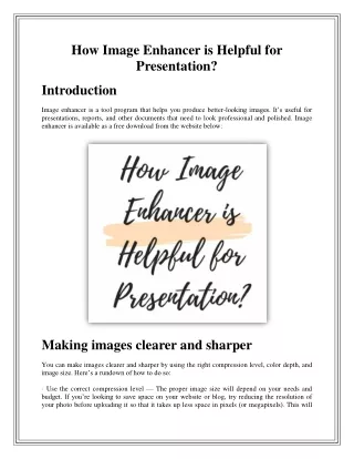 How Image Enhancer is Helpful for Presentation