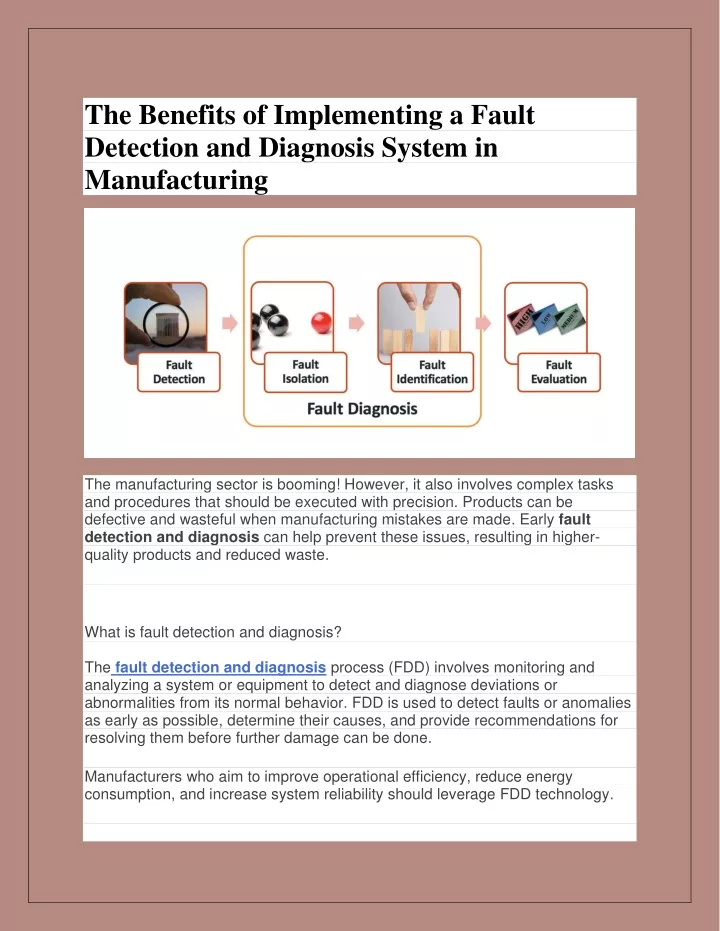 the benefits of implementing a fault detection