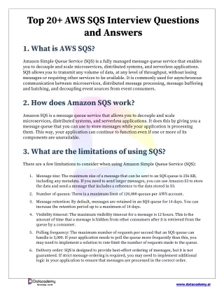 Top 20  AWS SQS Interview Questions and Answers