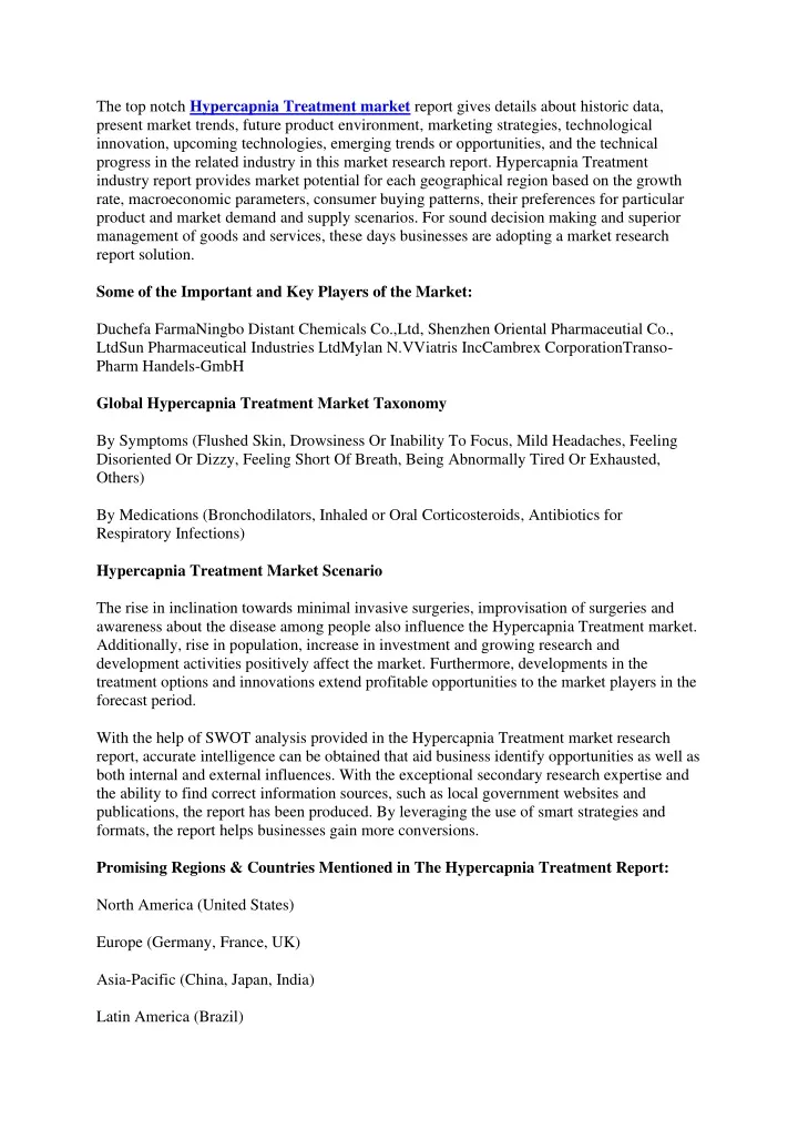 the top notch hypercapnia treatment market report