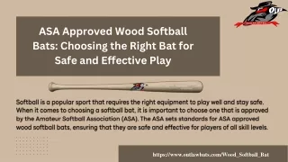 ASA Approved Wood Softball Bats Choosing the Right Bat for Safe and Effective Play