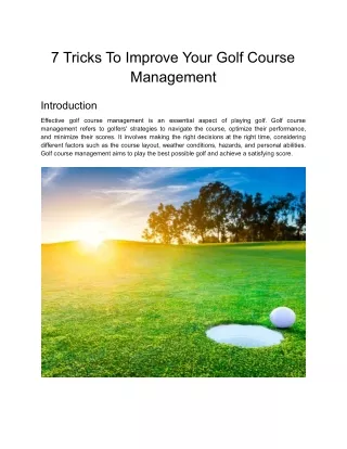 7 Tricks To Improve Your Golf Course Management