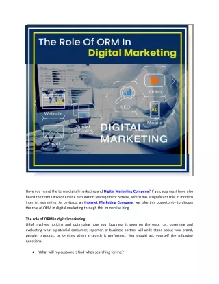 The role of orm in digital marketing