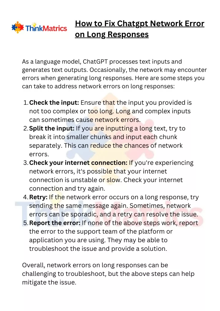 PPT How to Fix Chatgpt Network Error on Long Responses PowerPoint