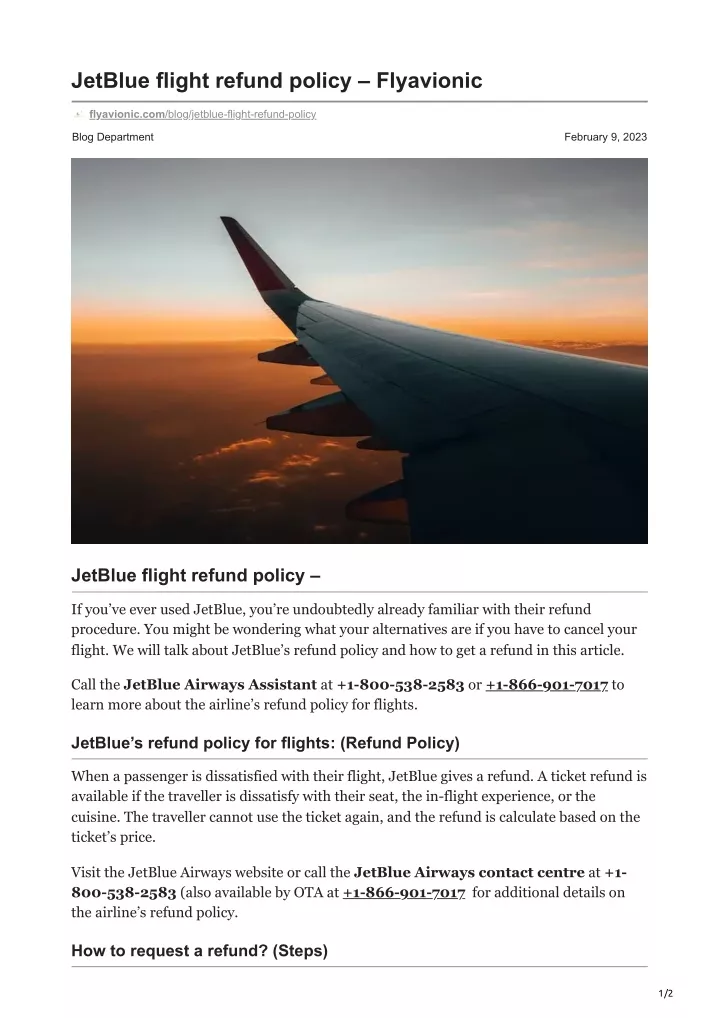 jetblue flight refund policy flyavionic