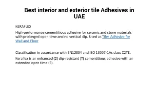 Best interior and exterior tile Adhesives in UAE