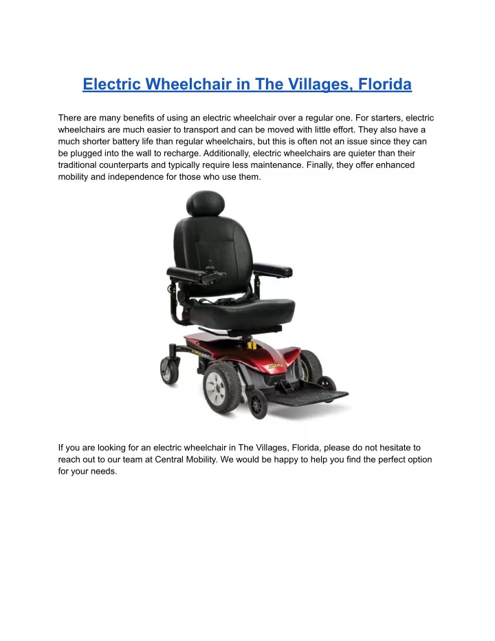 electric wheelchair in the villages florida