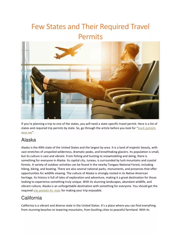few states and their required travel permits