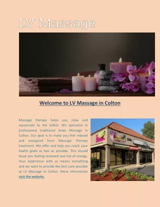 welcome to lv massage in colton