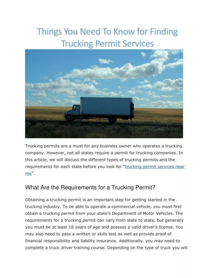 things you need to know for finding trucking