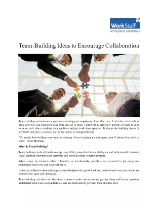 team building ideas to encourage collaboration
