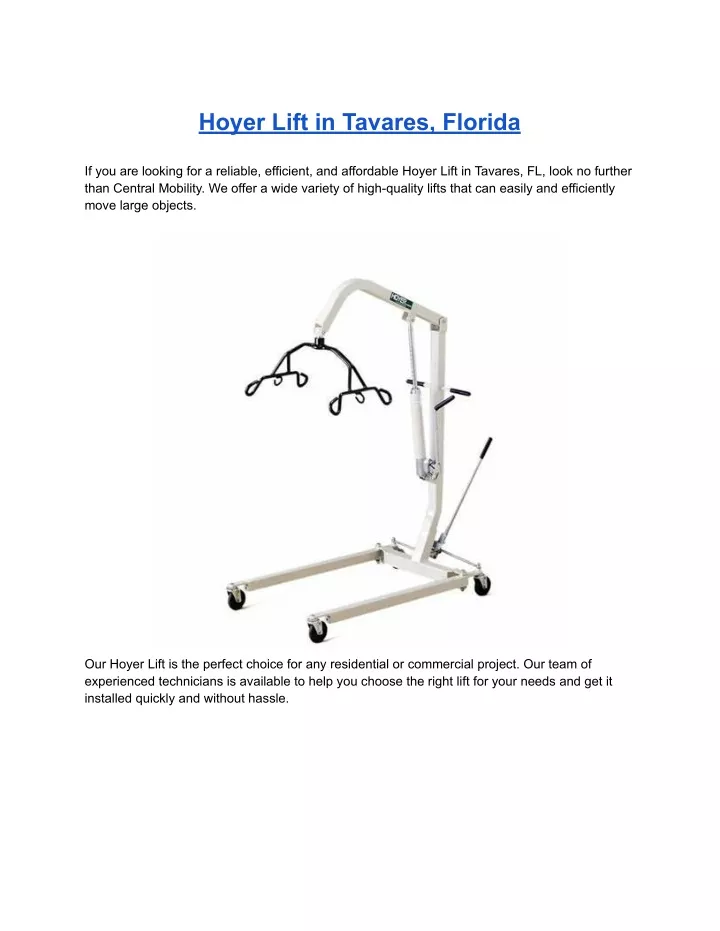 hoyer lift in tavares florida