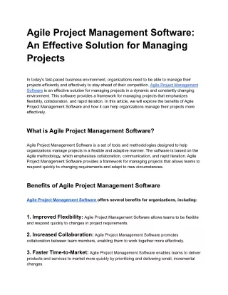 Agile Project Management Software_ An Effective Solution for Managing Projects