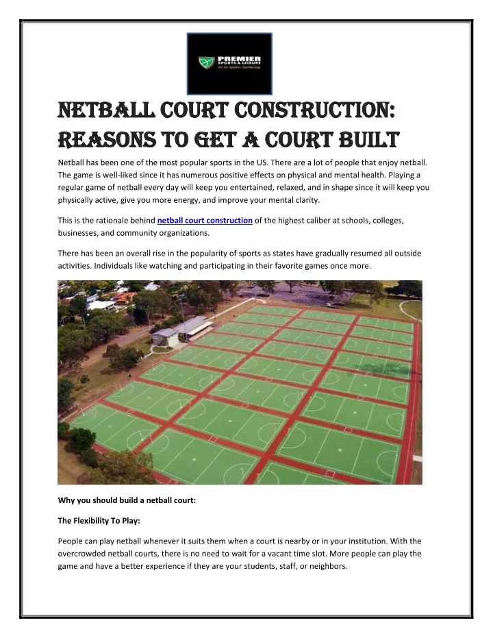 netball court construction netball court