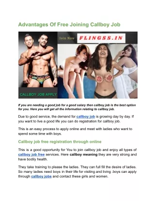advantages of free joining callboy job