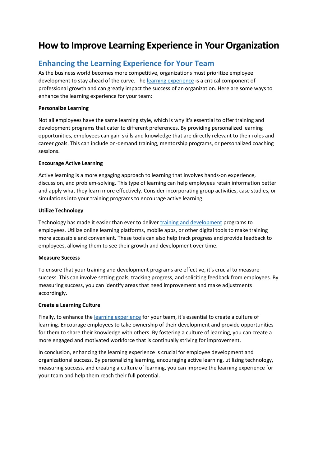 PPT - How to Improve Learning Experience in Your Organization ...