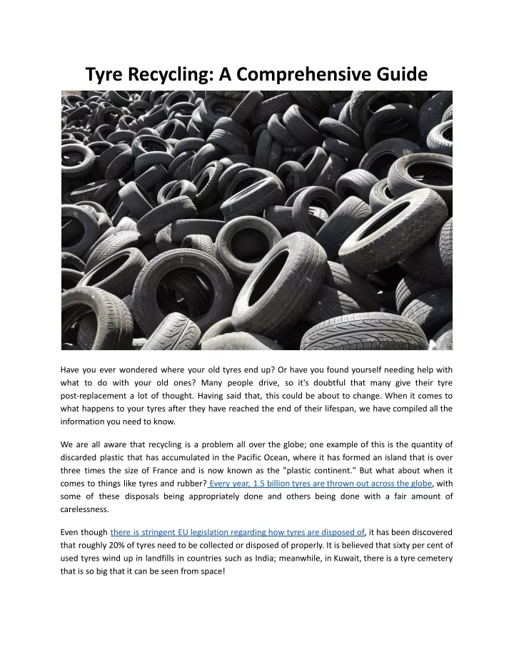 tyre recycling a comprehensive guide