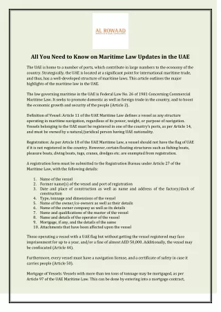 All You Need to Know on Maritime Law Updates in the UAE