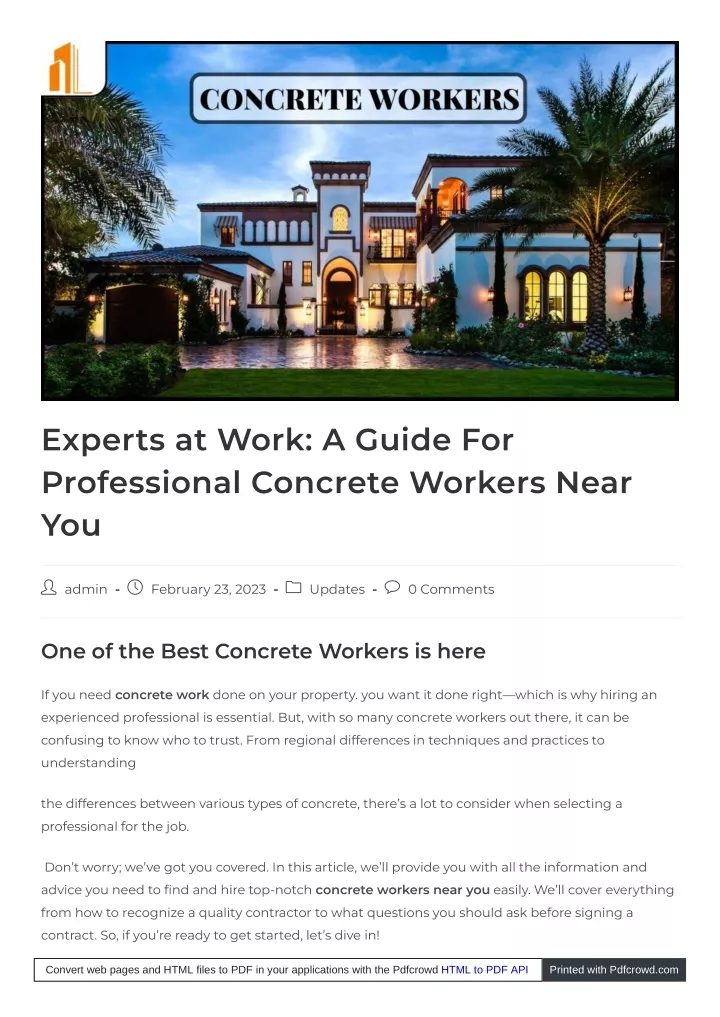experts at work a guide for professional concrete