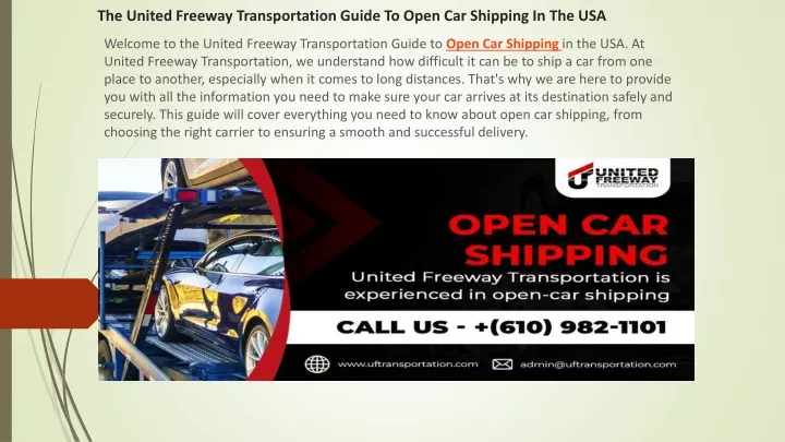 the united freeway transportation guide to open car shipping in the usa