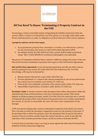 All You Need To Know: Terminating A Property Contract in the UAE