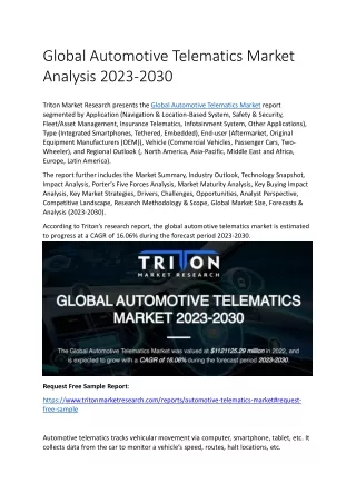 global automotive telematics market analysis 2023