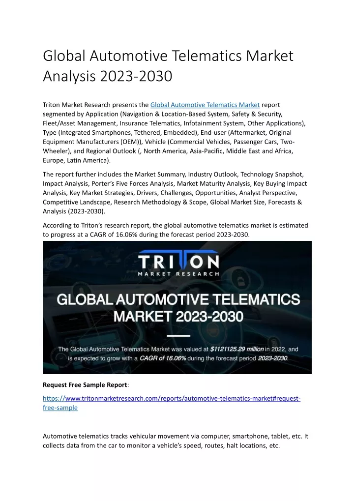 global automotive telematics market analysis 2023