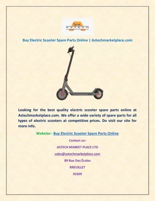 Buy Electric Scooter Spare Parts Online | Astechmarketplace.com
