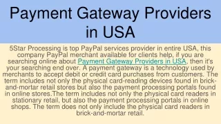 Payment Gateway Providers in USA