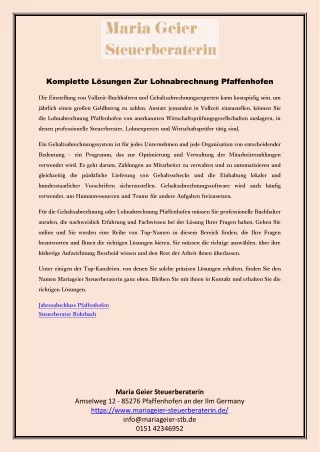 Komplette Lösungen Zur Lohnabrechnung Pfaffenhofen