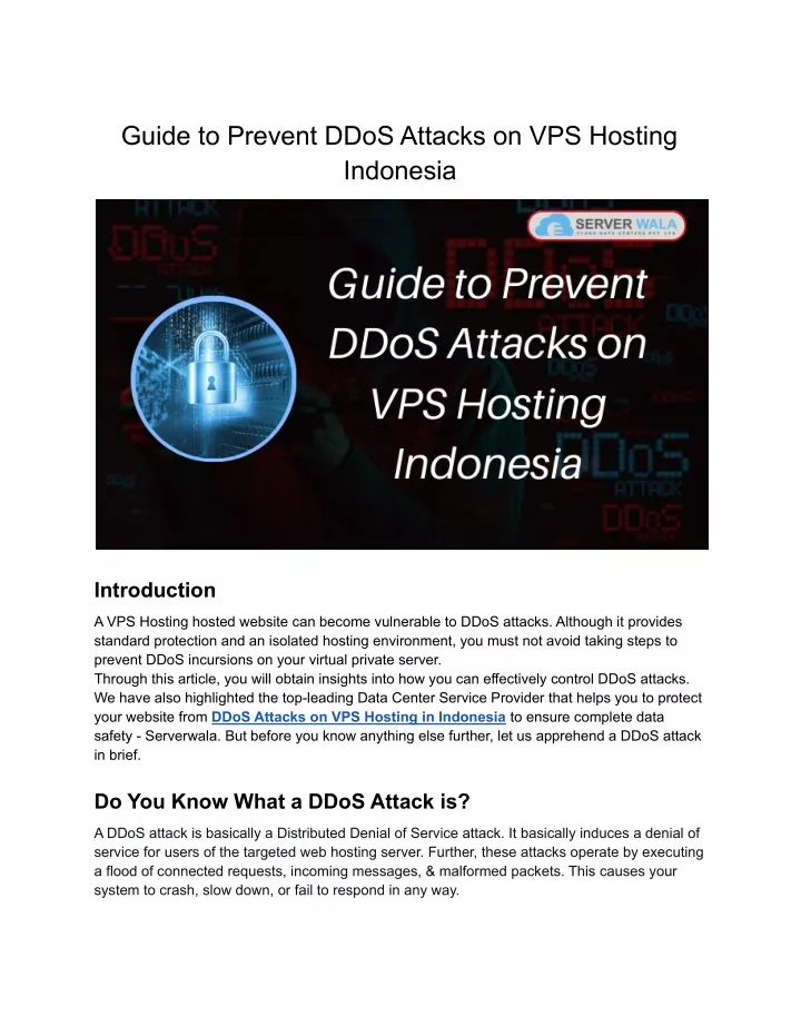 guide to prevent ddos attacks on vps hosting