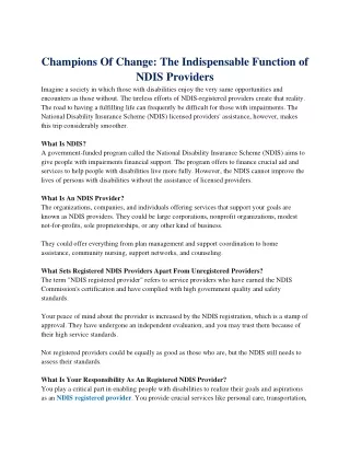 champions of change the indispensable function