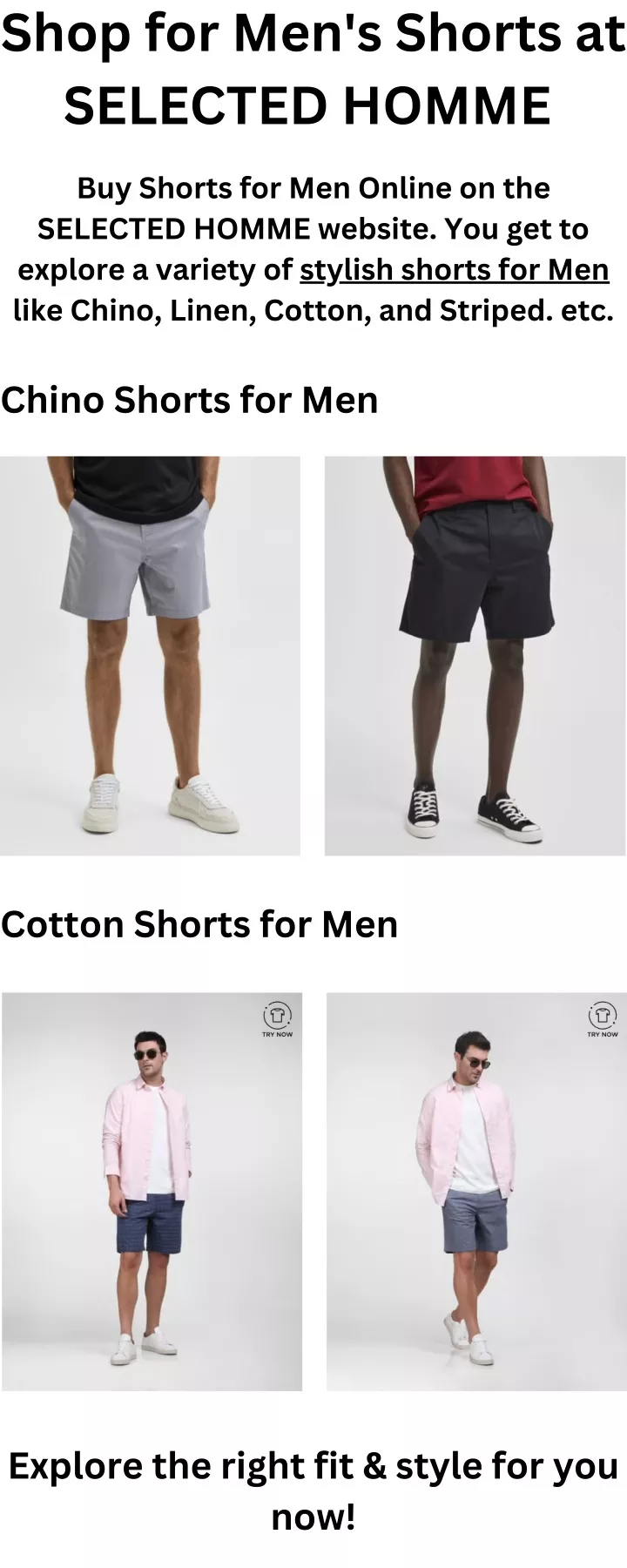 shop for men s shorts at selected homme