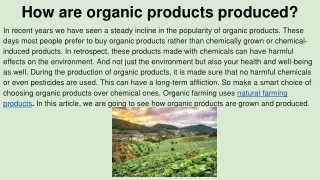 how are organic products produced