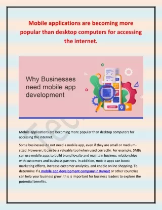 mobile applications are becoming more popular