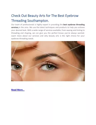 Check Out Beauty Arts for The Best Eyebrow Threading Southampton