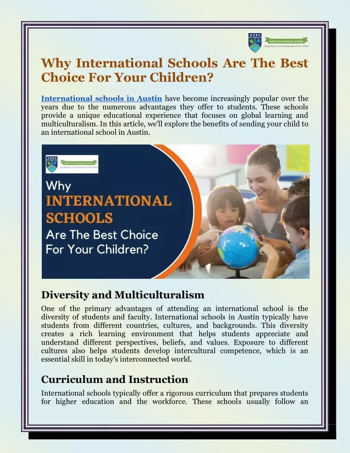 why international schools are the best choice