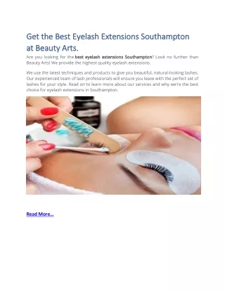 Get the Best Eyelash Extensions Southampton at Beauty Arts