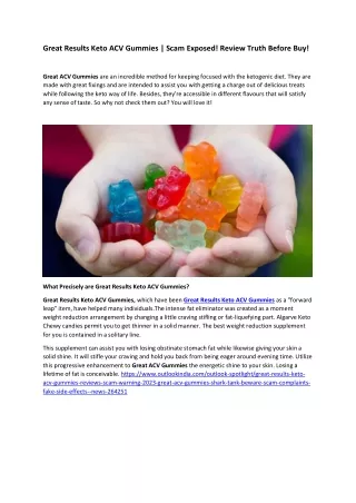 Great Results Keto ACV Gummies | Scam Exposed! Review Truth Before Buy!