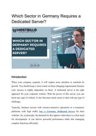 which sector in germany requires a dedicated