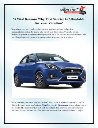 5 vital reasons why taxi service is affordable