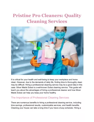 Pristine Pro Cleaners: Quality Cleaning Services