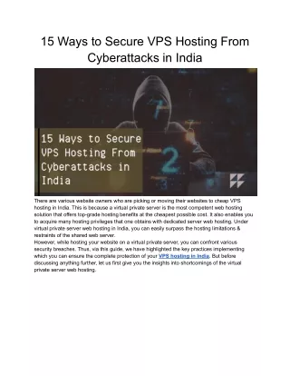 15 ways to secure vps hosting from cyberattacks