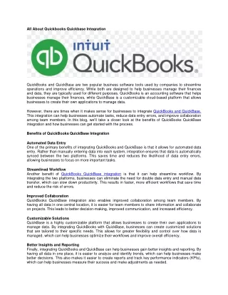 What is quickbooks quickbase integration?