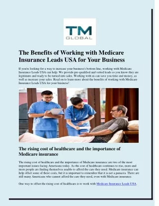 The Benefits of Working with Medicare Insurance Leads USA for Your Business